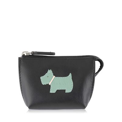 Small black leather 'Heritage Dog' coin purse